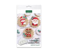 Katy Sue Cute Christmas Characters Silicone Mould for Christmas Cookie, Cake Decorating & Craft. Makes Santa, Reindeer & Snowman 50 Tall x 38 Wide in Millimetres for Fondant, Air Dry & Polymer Clay