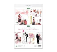 Katy Sue Designs Romance & Weddings 3D Die-Cut Decoupage Sheets for Card Making. A Pack of 12 A4-Sized Sheets of Pre-Cut Die-Cuts for Card Making Supplies Featuring Roses, Champagne, Bride & Groom