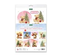 Katy Sue Designs Teddy Bear Christmas Die Cut Decoupage, 12 Sheets, Creates 24 Layered 3D Christmas Toppers for Card Making & Paper Crafts, Made in UK