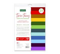 Katy Sue Designs Twin Tones Festive Season Printed Mat & Layer Cardstock, 24 A4 Sheets of 300gsm Christmas Cardstock for Card Making & Crafts, Made in UK