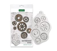 Katy Sue Distressed Cogs Silicone Mould for Cake Decorating & Crafts - Makes 7 Different Style & Sized Cogs - Perfect for Steampunk, Industrial, Mechanical or Gear-Themed Creations