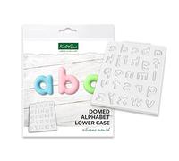 Katy Sue Domed Alphabet Lower Case Silicone Mould for Cake Decorating & Craft - Makes Lower Case Letters - Example Sizes 25 x 8 x 4mm (J) + 14 x 18 x 4mm (W)