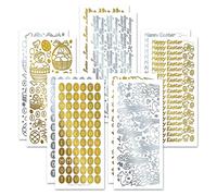 Katy Sue Easter Selection of Gold & Silver Self-Adhesive Peel-Off Stickers for Easter Card Making. A Pack of 30 Sheets. Perfect for Embellishing Easter Cards, Papercraft & Scrapbooks.