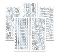 Katy Sue Easter Selection Silver Self-Adhesive Peel-Off Stickers for Easter Card Making. A Pack of 15 Sheets. Perfect for Embellishing Easter Cards and Scrapbooks.