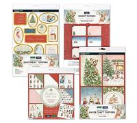 Katy Sue Festive Furry Fun Bundle. Contains 8 x 8 Inch Premium Paper, Insert Papers, Foiled Paper Craft Toppers & Foiled Sentiment Toppers for Christmas Card Making Supplies