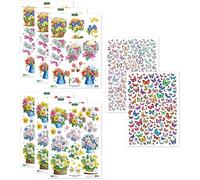 Katy Sue Flowers & Butterflies 3D Die-Cut Decoupage Pack. Contains 8 A4 Sheets of Die-Cuts - 2 Butterflies, 3 Birthday Florals & 3 Pots of Flowers for Card Making Supplies & Scrapbooking