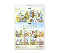 Katy Sue Garden Gnomes Die-Cut Decoupage Pack. 12 A4 Sheets of Gnome, Gonk & Garden-Themed Die Cuts for Card Making Supplies with Sentiments & Card Toppers on 150 GSM Paper. UK-Made.