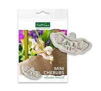Katy Sue Mini Cherubs Silicone Mould for Cake Decorating & Crafting. Use with Fondant, Sugar Paste, Air Dry Clay, Polymer Clay. Makes 2 Symmetrical Cherubs Sized at 30 x 20 x 5 Millimetres & Heart