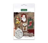Katy Sue Miniature Christmas Silicone Mould for Christmas Cake Decorating & Crafting. Use with Fondant, Sugar Paste, Air Dry Clay, Polymer Clay. Santa Head 40 x 25, Teddy Bear 30 x 30 Millimetres