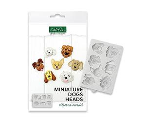 Katy Sue Miniature Dog's Heads Silicone Mould for Cake Decorating & Craft - Make 7 Cute Mini Dog's Heads - Mould Size 95 x 60 x 10mm