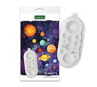 Katy Sue Planets Silicone Mould for Cake Decorating & Crafts. Includes Earth, Venus, Saturn, Mars, & Jupiter. Use with Fondant, Sugar Paste, & Clay. from Katy Sue Designs Space Fondant Molds