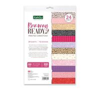 Katy Sue Runway Ready Printed Cardstock for Card Making. 24 Sheets of A4 Patterned 300gsm Card for Matting & Layering and Papercrafts