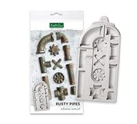 Katy Sue Rusty Pipes Silicone Mould for Cake Decorating & Crafts. Make 11 Pipe Elements for Plumbing, Industrial & Steampunk Designs for Fondant, Resin, Air Dry Clay. Mould 197 x 94 x 14 Millimetres