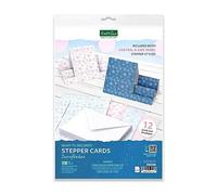 Katy Sue Snowflake Stepper Cards & Envelopes - Contains 12 Ready to Decorate Stepper Cards in 6 Blue, Pink & Silver Designs & Colours Plus 12 White Envelopes (162 x 229mm)