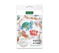 Katy Sue Turtle & Crab Silicone Mould for Sea & Seaside Themed Cake Decorating & Crafts. Makes a Turtle 6.5 x 3.5 Centimetres & Crab 2.4 x 3.6 Centimetres for use with Fondant & Air Dry Clay