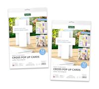 Katy Sue White Cross-Shaped Pop Up Cards (Blanks) with Matching Envelopes - 24 Pack (24 Cards, 24 Envelopes). Card is 5 x 7 Inches or 127 x 178 Millimetres