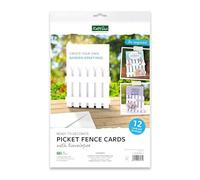 Katy Sue White Picket Fence Shaped Card Blanks & Matching Envelopes, 12 Pack, Card Size 5 x 7 Inches for Card Making Supplies. Card and envelopes for Card Making