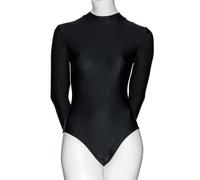 Katz Dancewear Ladies Girls Dance Gymnastics Nylon Lycra Long Sleeve Leotard KDGN019 (Black, Age 9-10 Years Katz 2)