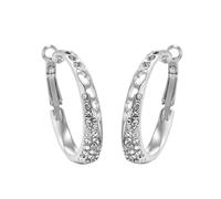 Katze Ohrringe Weiblicher, mit Strasssteinen eingelegter großer Ohr-Creolen-Ring, personalisierter Ohrschmuck Ohrringe Lavendel (Silver, One Size)