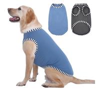 Katzinst 2 Pack Dog Shirt,Grey Blue Sweatshirt, Elastic Dog Shirt for Large Dogs, Basic T-Shirts for Summer, Breathable Tee Shirts,Sleeveless Striped, Labrador Border Collie, 2XL