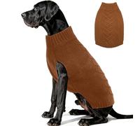 Katzinst Dog Jumper Extra Large, Warm Knitting Sweater for Cold Winter, Classic Cable Pullover Pet Coat for Great Dane (Caramel, 4XL)