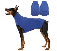 Katzinst Dog Jumper Large Breed - Warm Knitted Sweater with Polo Neck, Pullover Pet Coat for Cold Winter, Pet Outfit Apparel for Midum Large Dogs, Labrador, Golden Retriever (Blue, 3XL)