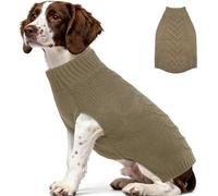 Katzinst Knitted Dog Jumper for Large Breed, Knitwear Dog Sweater for Medium Large Dogs - Pullover Pet Coat for Cold Winter - Warm Winter Clothes for Springer Spaniel (Khaki, XL)