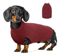 Katzinst Knitted Dog Jumper, Warm Sweater For Medium Large Dogs, Sleeveless Pullover Pet Coat for Cold Winter, Dog Warm Winter Clothes for Beagle (Red, L)