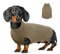Katzinst Knitted Dog Jumper, Warm Sweater For Medium Large Dogs, Sleeveless Pullover Pet Coat for Cold Winter, Dog Warm Winter Clothes for Beagle (Khaki, L)