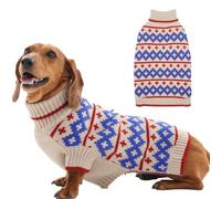 Katzinst Stretchy Dog Jumper M - Fall Winter Turtleneck Pullover for Medium Dogs | Cute Dog Sweater with Diamond Pattern, Easy to Put on and Take off, Dachshund, Apricot, M