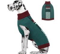 Katzinst Turtleneck Dog Jumper - Dog Sweater with Leash Hole | Lightweight and Stretchy Dog Sweater for Extra-Large Dogs, Sleeveless Fall Winter Dog Clothes, Green, 5XL