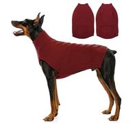 Katzinst XXL Dog Jumper Large Size - Warm Dog Sweater for Cold Weather, Knitwear Polo Neck Pet Pullover for Large Dogs, Snug Winter Coat for Doberman Boxer (Red, 2XL)