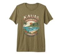 Kauai Hawaii Beach Surfer Vacation Travel Hawaiian Aloha Premium T-Shirt