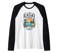 Kauai Hawaii Beach Vacation Travel Hawaiian Aloha Surfer Raglan Baseball Tee