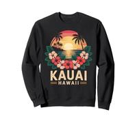 Kauai Hawaii Retro Palm Tree Beach Sunset Vacation Sweatshirt