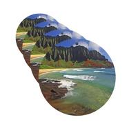 Kauai Hawaii Seashore Car Air Fresheners Cards 4 Pcs Hanging Fragrance Scented Cards Long-Lasting Car Aromatherapy Tablets for Wardrobe Bathroom Car Interior Mirror Pendant Gifts