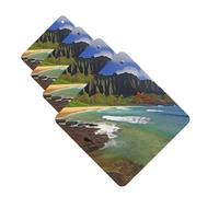Kauai Hawaii Seashore Car Air Fresheners Cards 4 Pcs Hanging Fragrance Scented Cards Long-Lasting Car Aromatherapy Tablets for Wardrobe Bathroom Car Interior Mirror Pendant Gifts