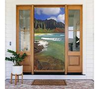 Kauai Hawaii Seashore Door Cover Decorations, Welcome Door Banner Backdrop Seasonal Spring Summer Porch Banner Sign Photo Background for Indoor Outdoor Party Decor 72.8 x 35.4 Inch