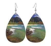 Kauai Hawaii Seashore Earrings for Women Teardrop Leather Earring Double Sided Drop Dangle Earrings Lightweight Women's Ear Accessories Jewelry Fashion Birthday Gift