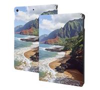 Kauai Hawaii Seashore Printed Tablet Case for Ipad 7th Generation 10.2", Pu Leather Non-Slip Tablet Cases Shockproof Stand Cover with Auto Sleep/Wake Cover