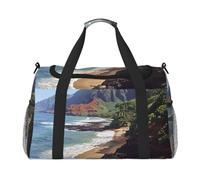 Kauai Hawaii Seashore Printed Travel Duffle Bag for Men Women Weekender Travel Organizer Bag for Sport, Outdoors, Gym & Fishing