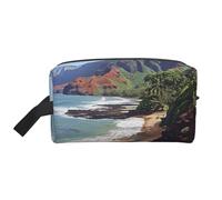 Kauai Hawaii Seashore Prints Makeup Bags for Women Girls Large Capacity Zipper Cosmetic Bag Travel Toiletry Bag Organizer with Handle
