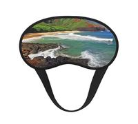 Kauai Hawaii Seashore Sleep Mask for Side Sleeper Soft Breathable Sleeping Eye Mask Blackout Silk Eye Sleep Shade Cover with Elastic Strap Night Blindfold for Women Men Travel Nap