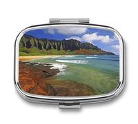 Kauai Hawaii Seashore Travel Pill Organizer Portable Daily Waterproof Pill Case Small Medicine Storage Container for Vitamins Fish Oil Cod Liver Oil Earplug Storage