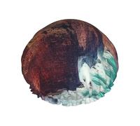 Kauai Hawaii Seashore Waterproof Reusable Shower Cap For Women - Elastic Hair Cover For Bath, Spa, Travel & Daily Use