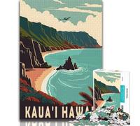 Kauai Hawaii Travel 1000 Piece Jigsaw Puzzles for Teenagers,Stress Reliever Staycation Kill Time with Matching Poster And Trivia Sheet 38x26cm