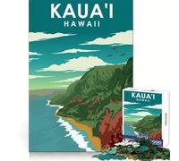 Kauai Hawaii Travel Poster Adults Puzzles 1000 Piece Jigsaws Logic Practice Cozy Pastime Clean Edges Great Gift size 50x75cm