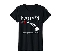 Kauai Hawaii Vintage Hawaiian Islands Map Souvenir Value Graphic T-Shirt, Women, Black, S