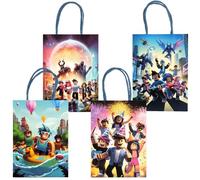 Kauai Sun 16PCS Game Theme Party Gift Bags, Four Unique Designs Goodie Bags for Boys Girls Kids Gaming Party Favors Supplies Candy Treat Loot Exchange Gifting Goodies, Sturdy Extra Thick with Handle