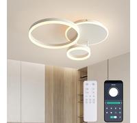 KAUCQI LED Ceiling Light, Creative Aluminum LED Ceiling Lamp, 54W 5400lm, Dimmable with Remote Control 3000K-6000K, Modern Ceiling Lights for Living Room, Bedroom, Hallway, 3 Rings 65 * 50 * 8CM